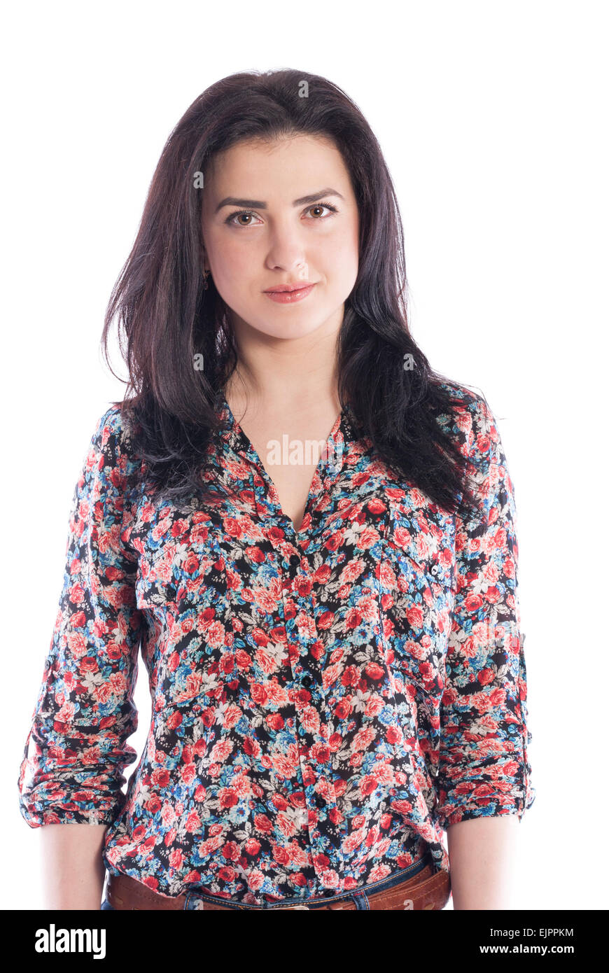 Portrait of a beautiful girl on a white background Stock Photo - Alamy