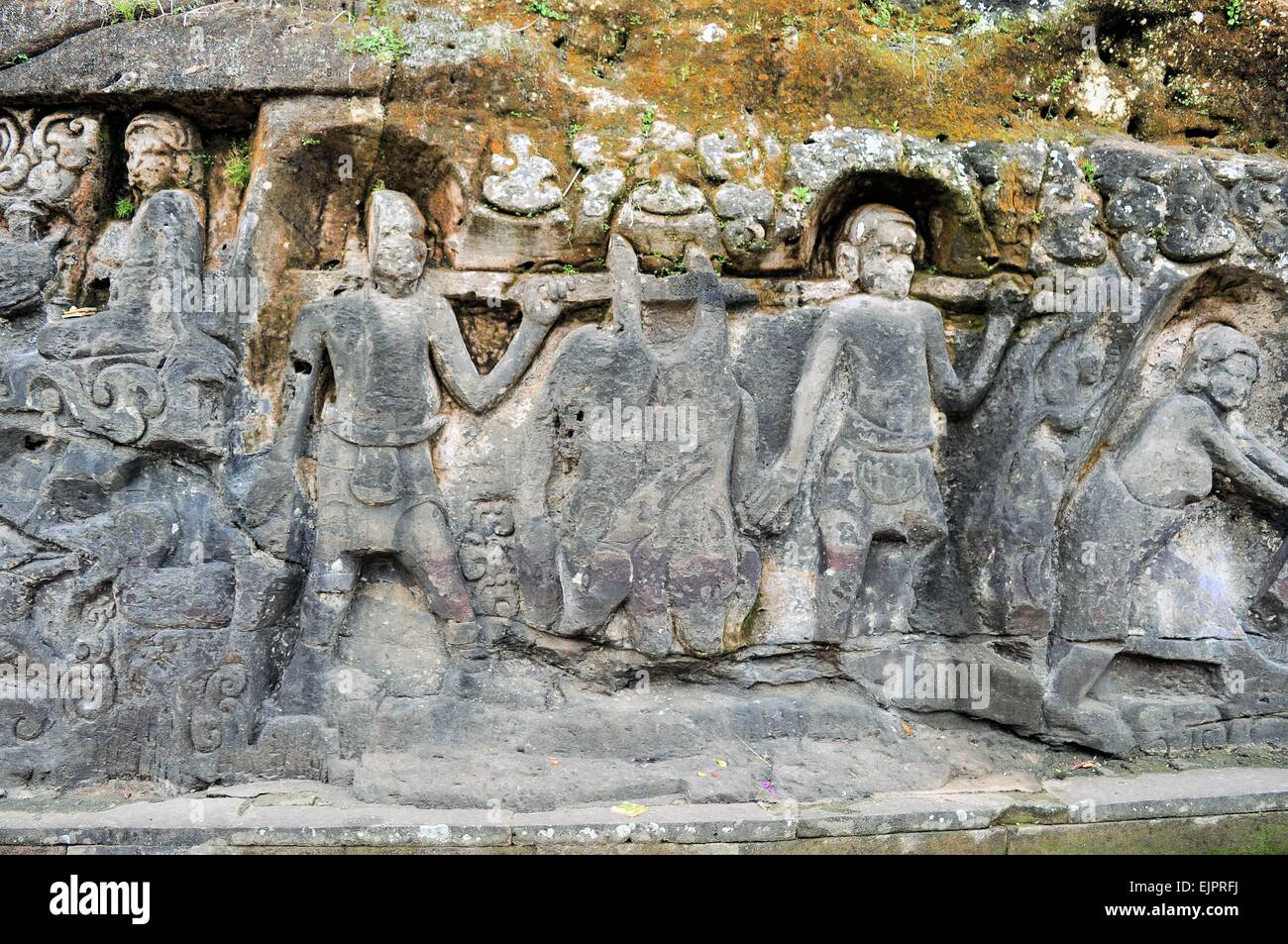 Yeh Pulu famous carved murals, Ubud, Bali, Indonesia Stock Photo