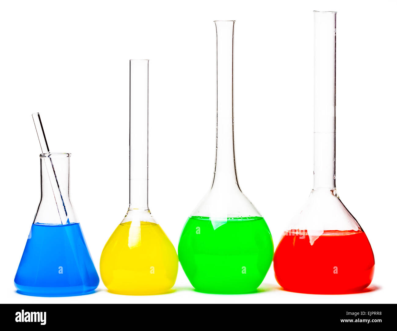 set of glass flasks on a white background isolated Stock Photo Alamy