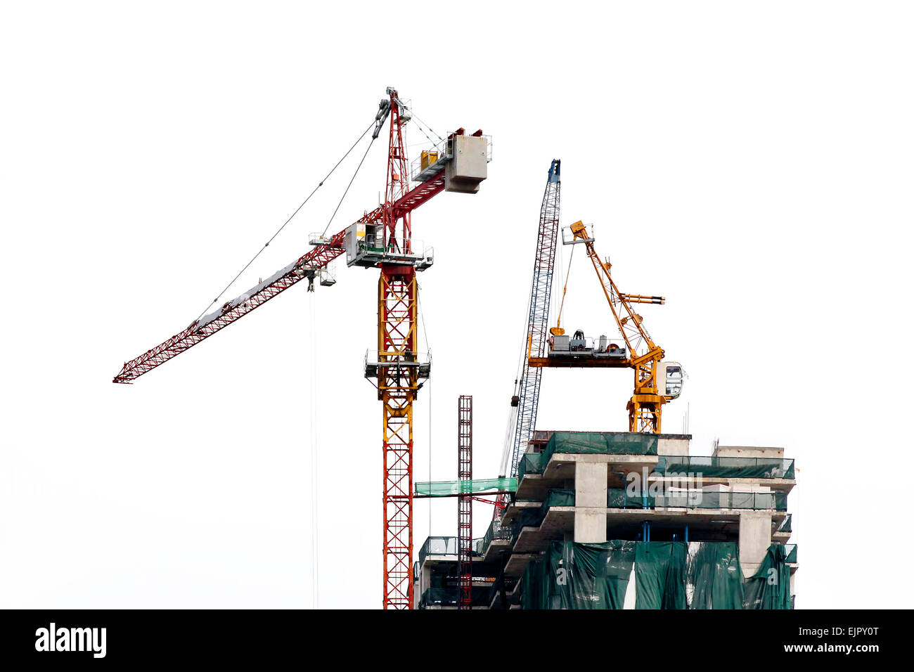 Construction site with crane on white background Stock Photo - Alamy