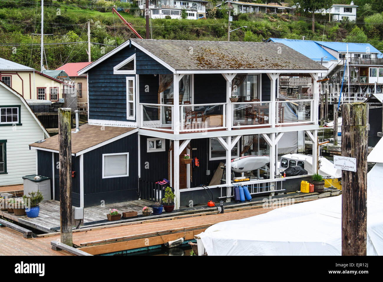 Cowichan Bay houseboat near Duncan, on Vancouver Island in British