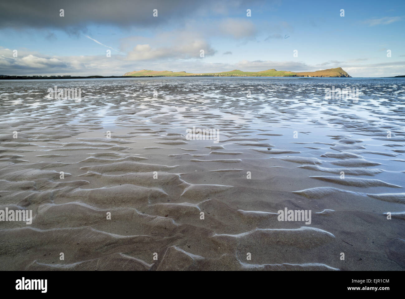 View of beach at low tide, Murreagh Beach, Dingle Peninsula, County Kerry,  Munster, Ireland, November Stock Photo - Alamy
