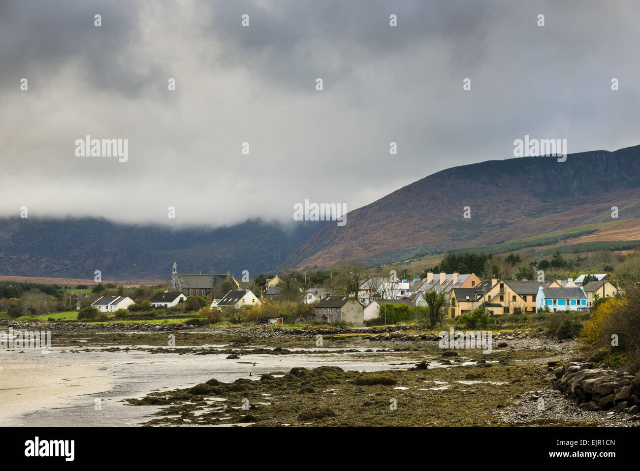 View of coastal village, Cloghane, Dingle Peninsula, County Kerry, Munster, Ireland, November Stock Photo