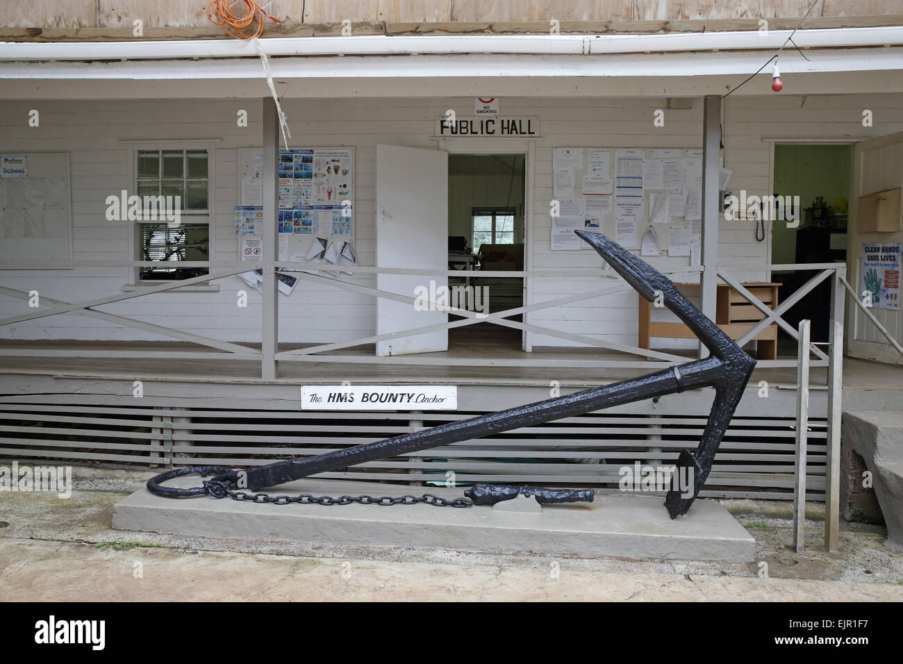 'Public Hall' and anchor from HMS Bounty, Pitcairn, Pitcairn Islands