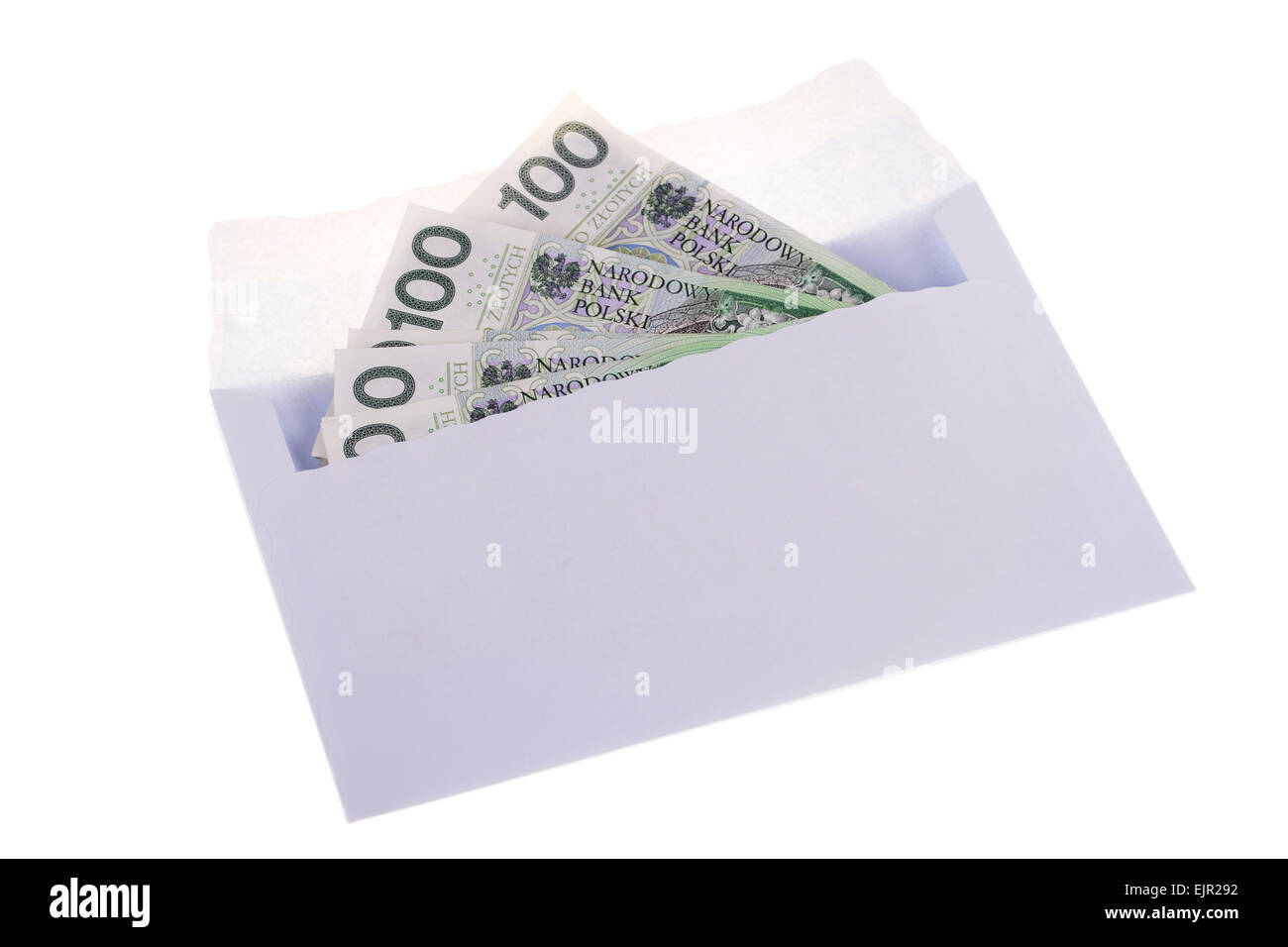Polish currency in the envelope Stock Photo