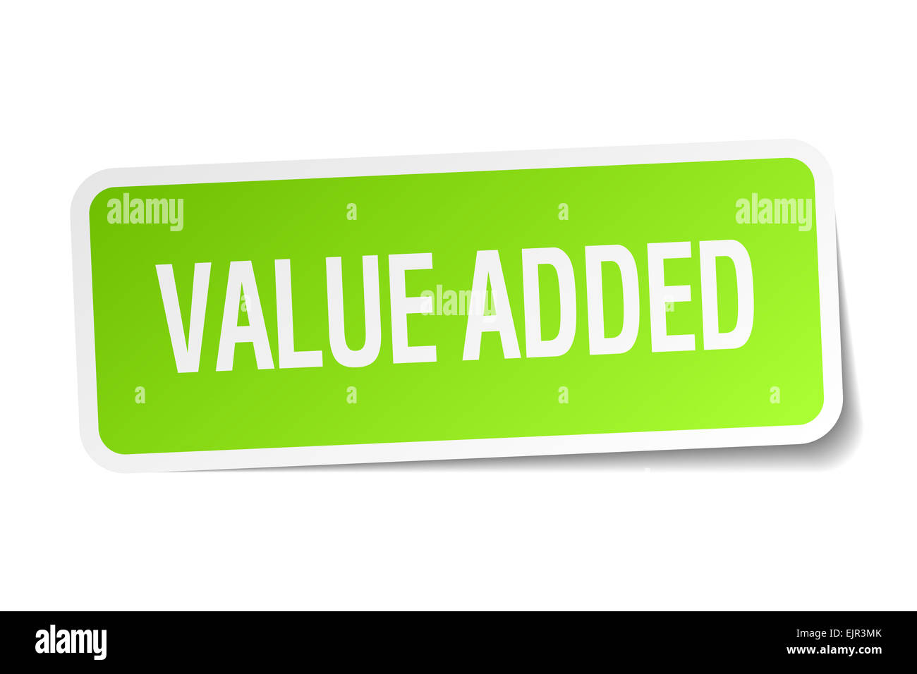 value added green square sticker on white background Stock Photo - Alamy