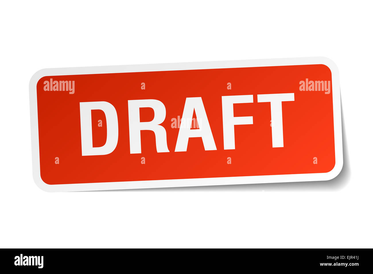 draft red square sticker isolated on white Stock Photo - Alamy