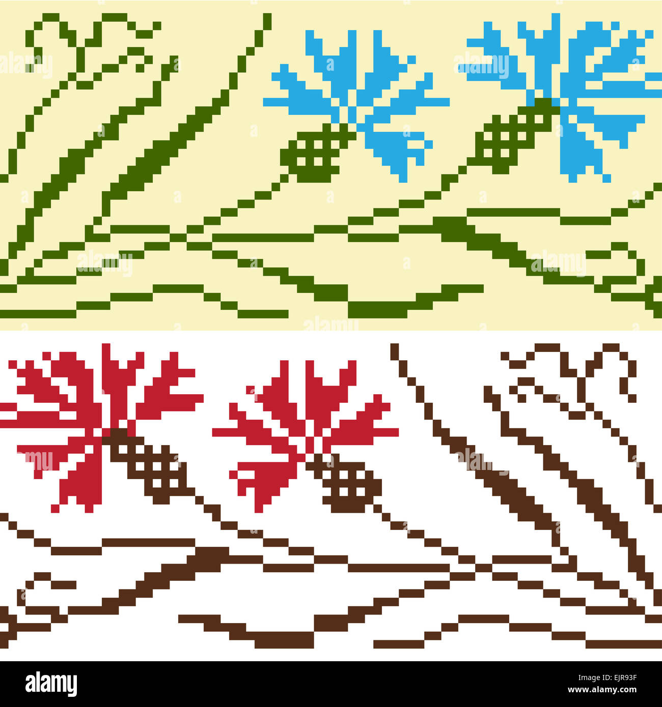 Set of Ethnic ornament pattern in different colors. Vector illustration. From collection of Balto-Slavic ornaments Stock Photo