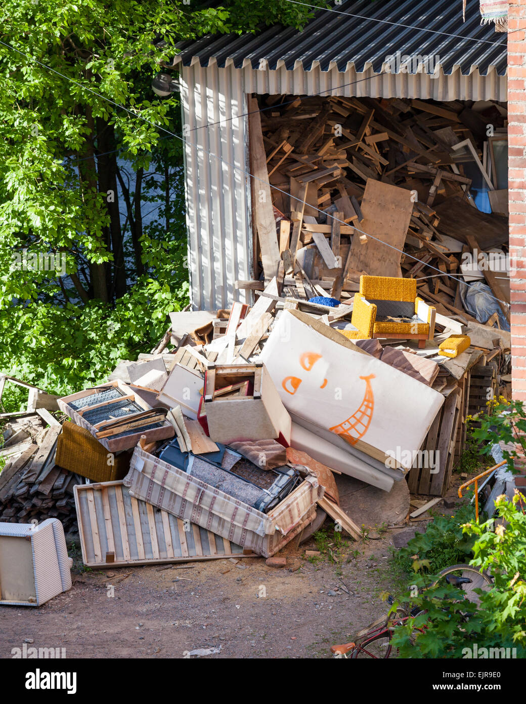 Funny broken furnitures trash pile Stock Photo Alamy