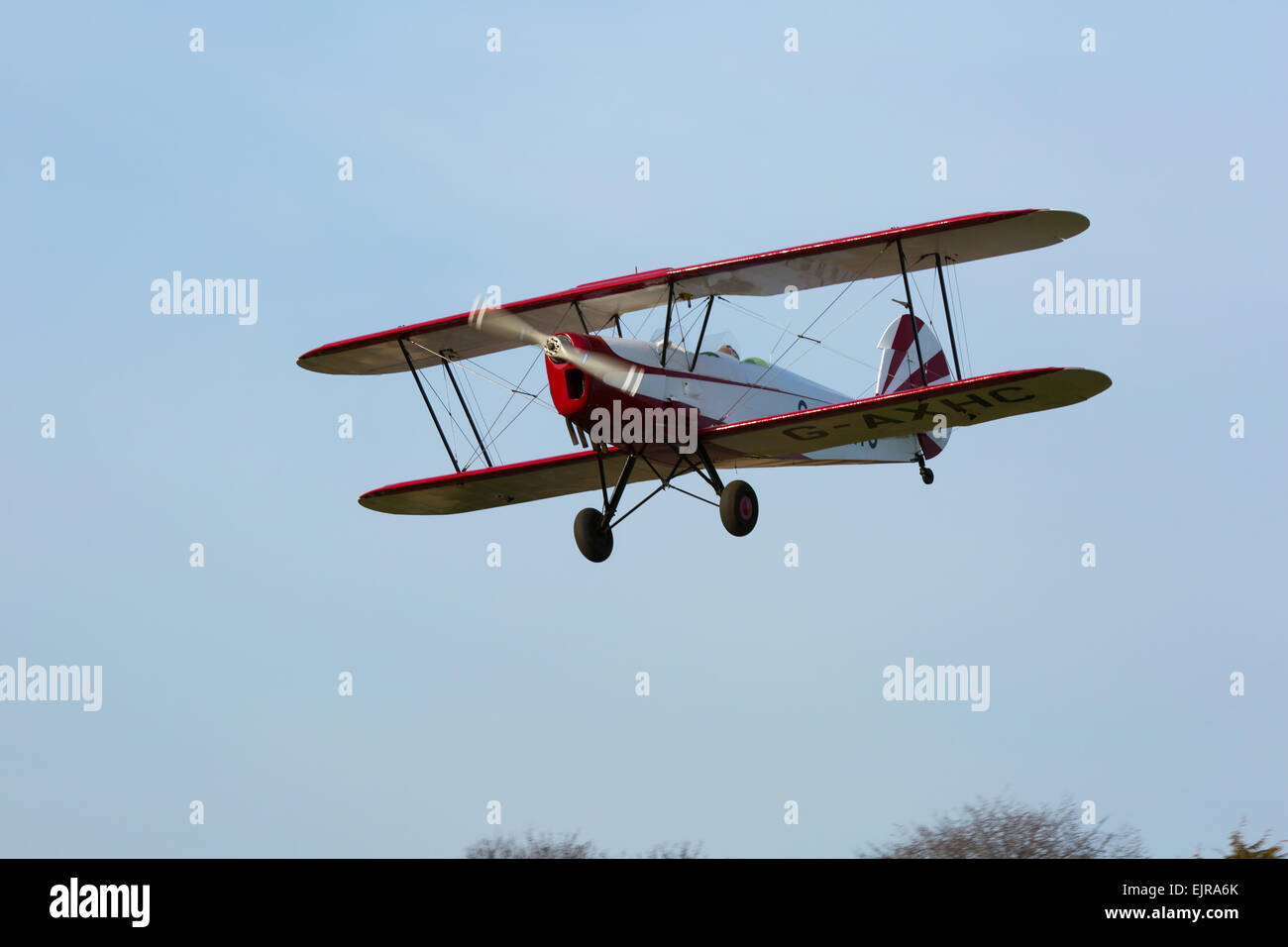 Stampe SV-4C G-AXHC on final approach to land at Netherthorpe Airfield Stock Photo