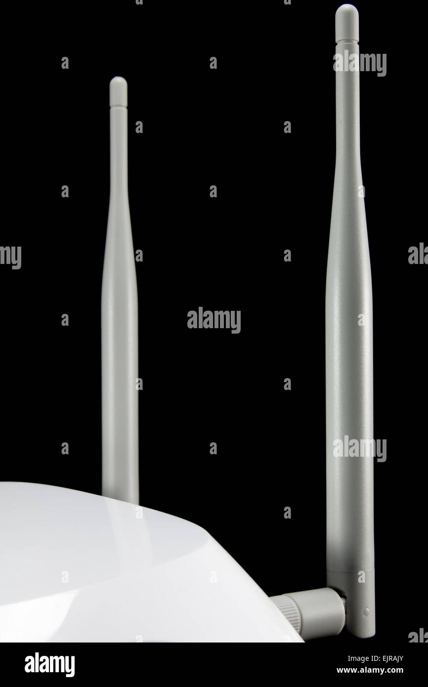 closeup of gray router's antennas on black background Stock Photo - Alamy
