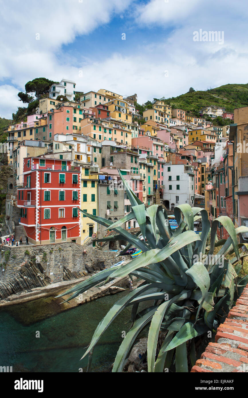 Riomaggiore clifftop village, Cinque Terre, UNESCO World Heritage Site, Liguria, Italy Stock Photo