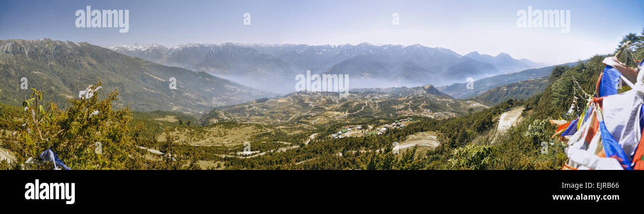 Scenic panorama of green valley in Arunachal Pradesh region, India Stock Photo