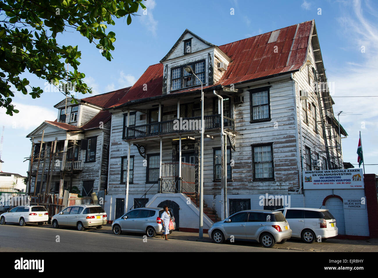 Historical wooden building, Paramaribo, Suriname Stock Photo