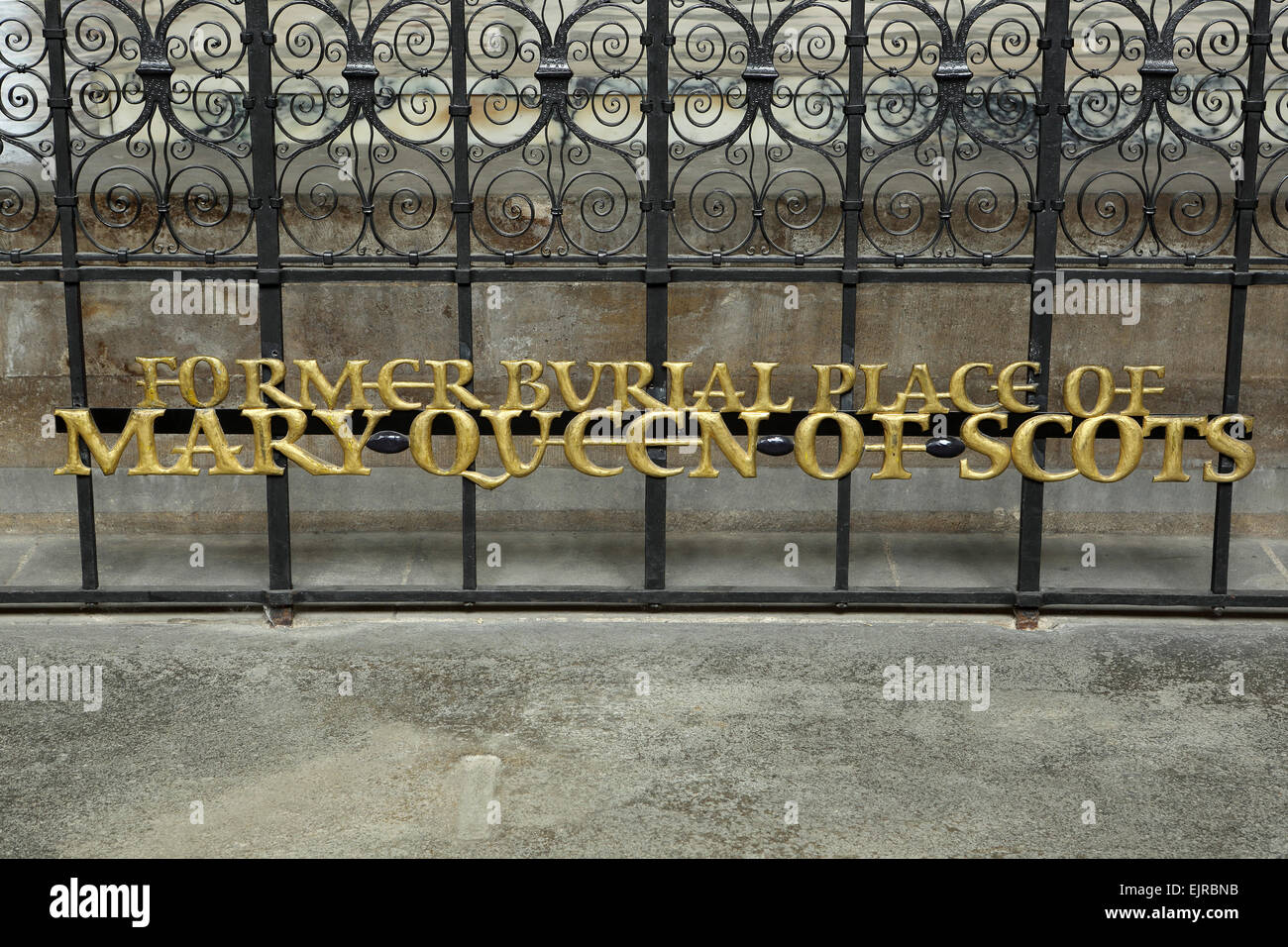 The former burial place of Mary Queen of Scots at the cathedral in