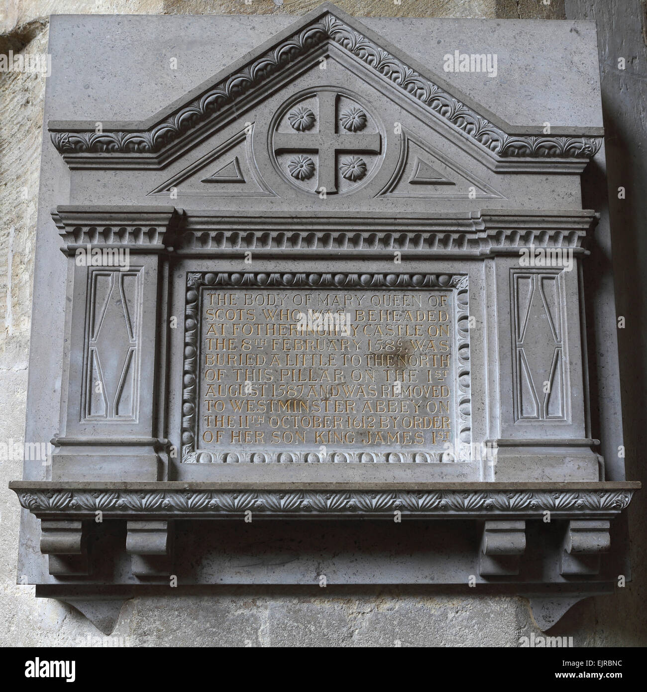 The memorial by the former burial place of Mary Queen of Scots at the