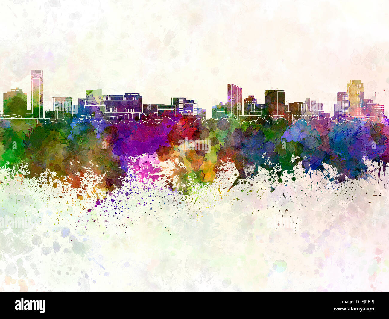 Grand Rapids skyline in watercolor Stock Photo