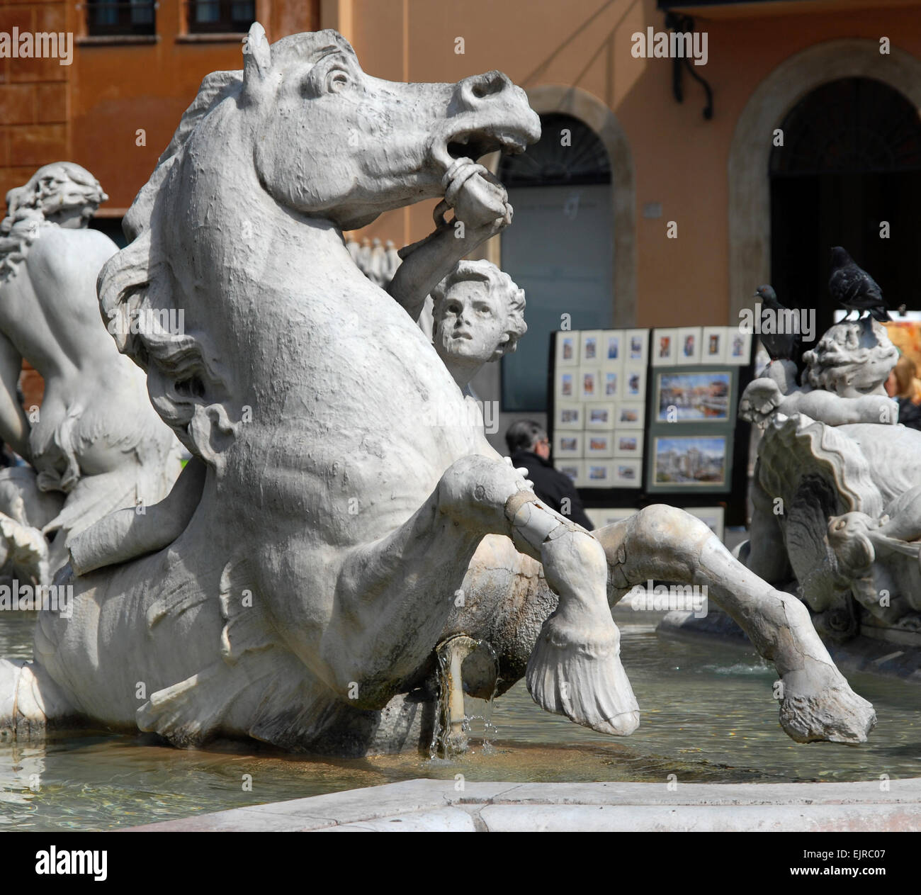 Piazza Navona, Rome.  Fontano del Nettuno, detail. Stock Photo