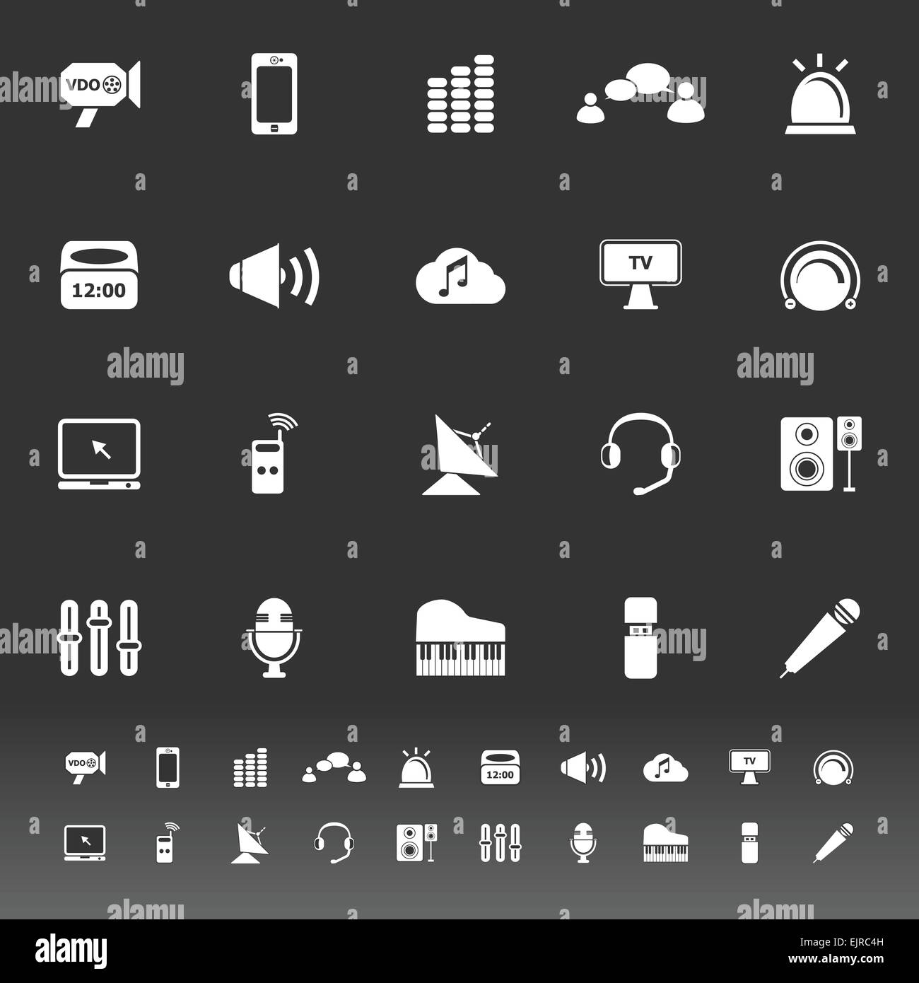 Sound icons on gray background, stock vector Stock Vector