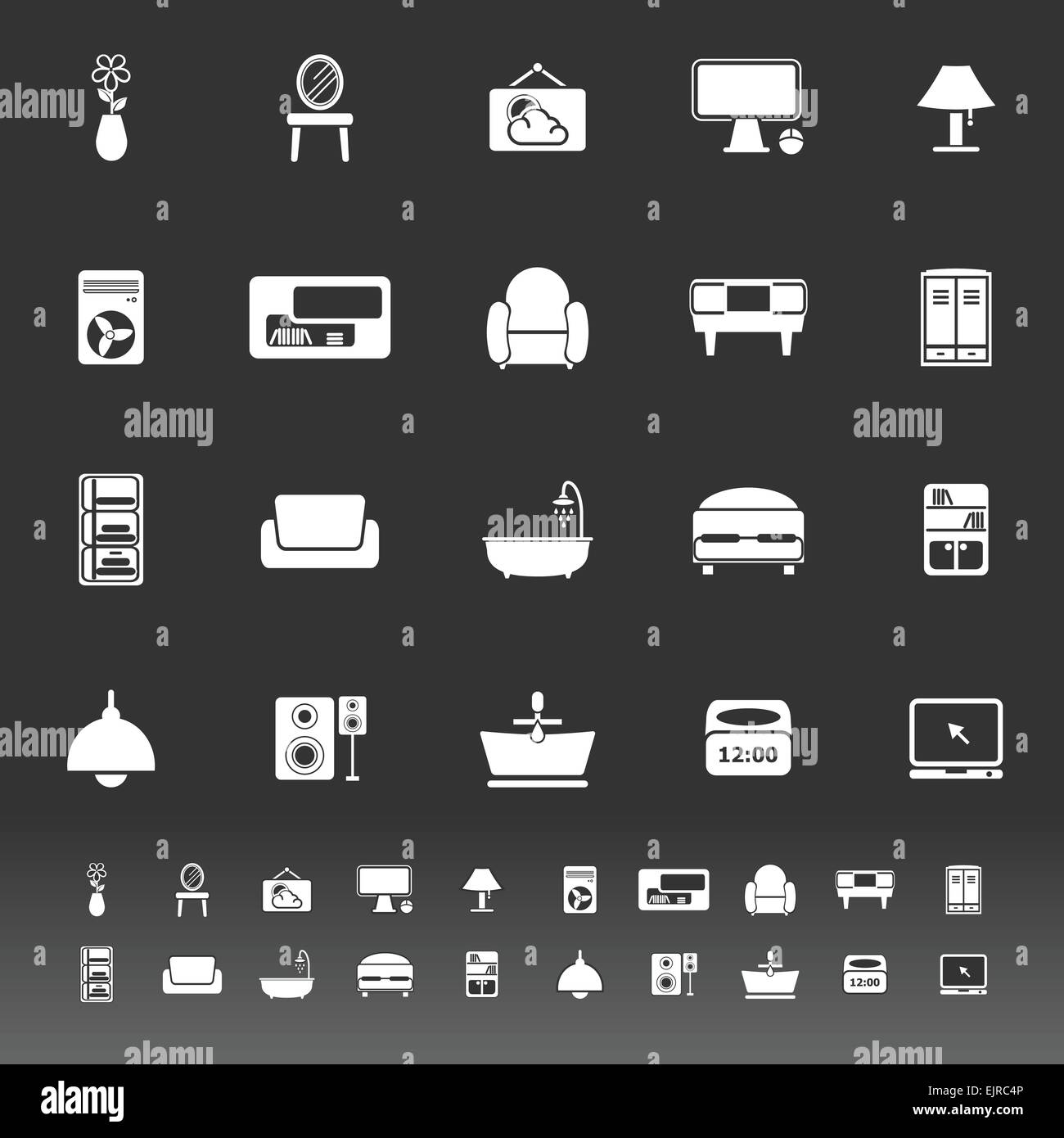 Home furniture icons on gray background, stock vector Stock Vector ...