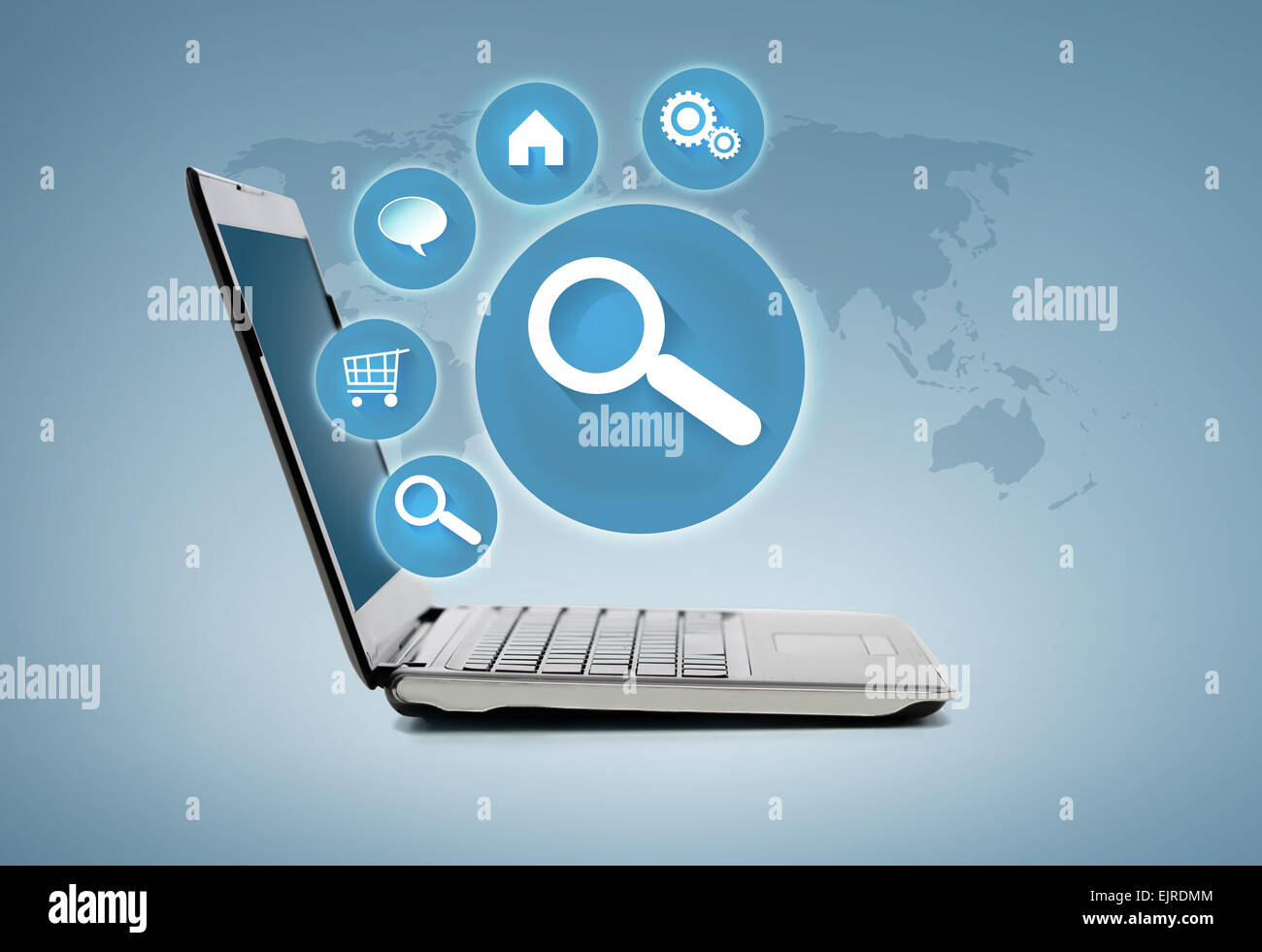 laptop computer with blank black screen Stock Photo