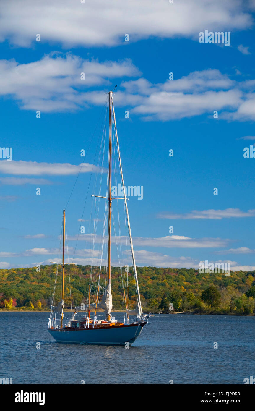 Moored boats, Connecticut River Museum, Essex, Connecticut Stock Photo