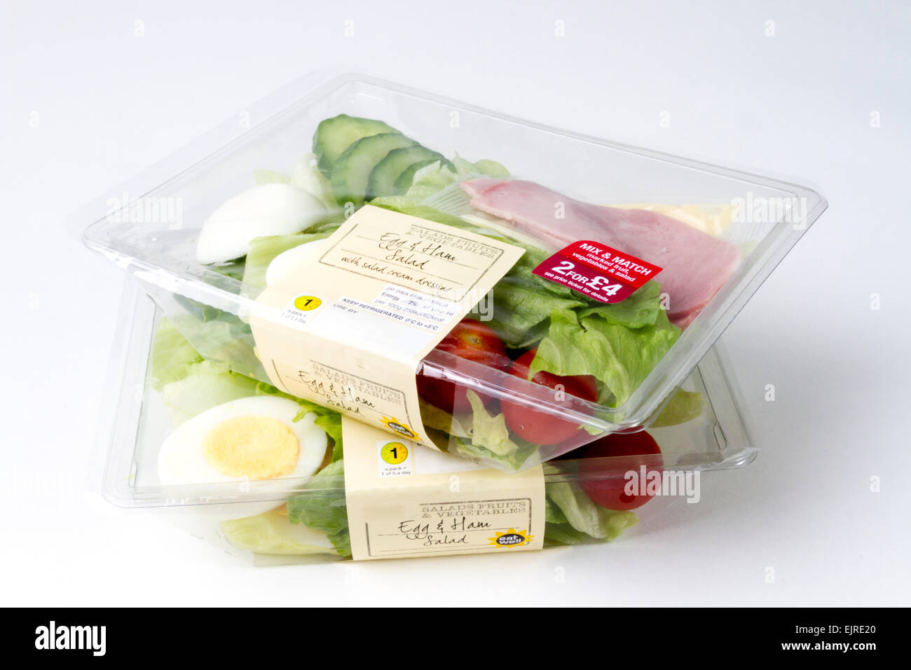 Prepackaged egg and ham salad with reduced price offer Stock Photo Alamy