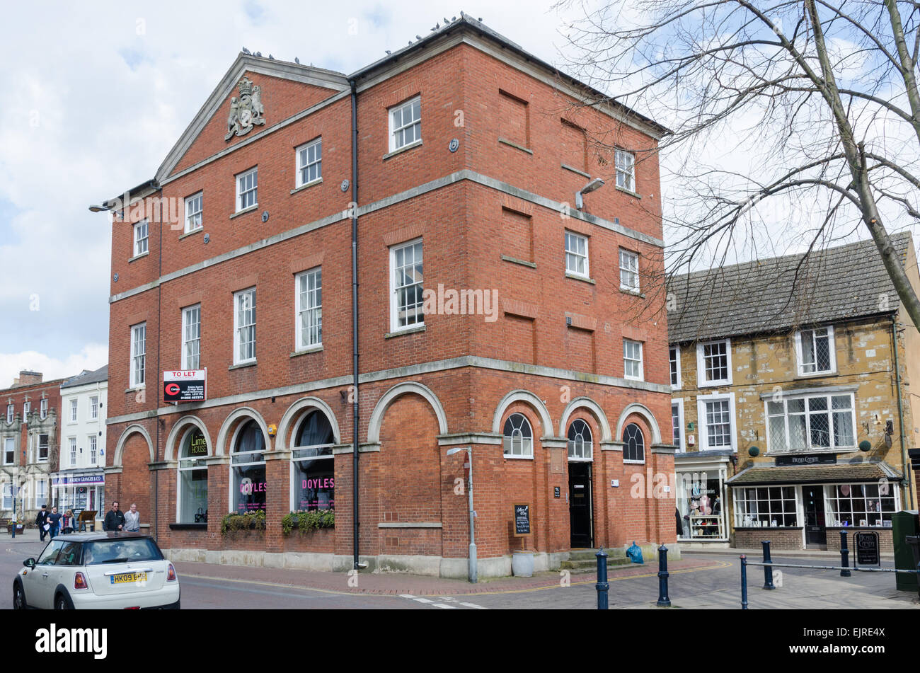 The Old Town Hall building in the Leicestershire town of Market Harborough Stock Photo