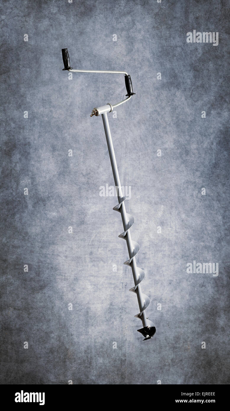 Small (10 cm / 4 inch) hand operated ice auger used in ice fishing Stock  Photo - Alamy