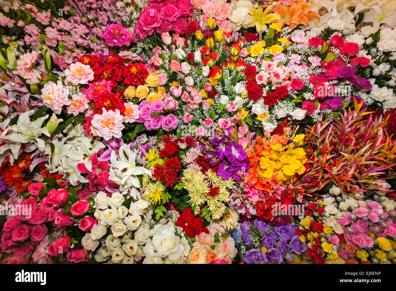 Thailand, Chiang Mai, Warorot Market, Plastic Flower Shop Display Stock Photo Alamy
