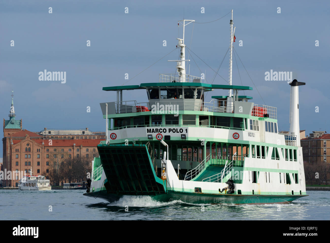 Public ferries and water taxis on the Grand Canal, Venice, Italy. Stock Photo