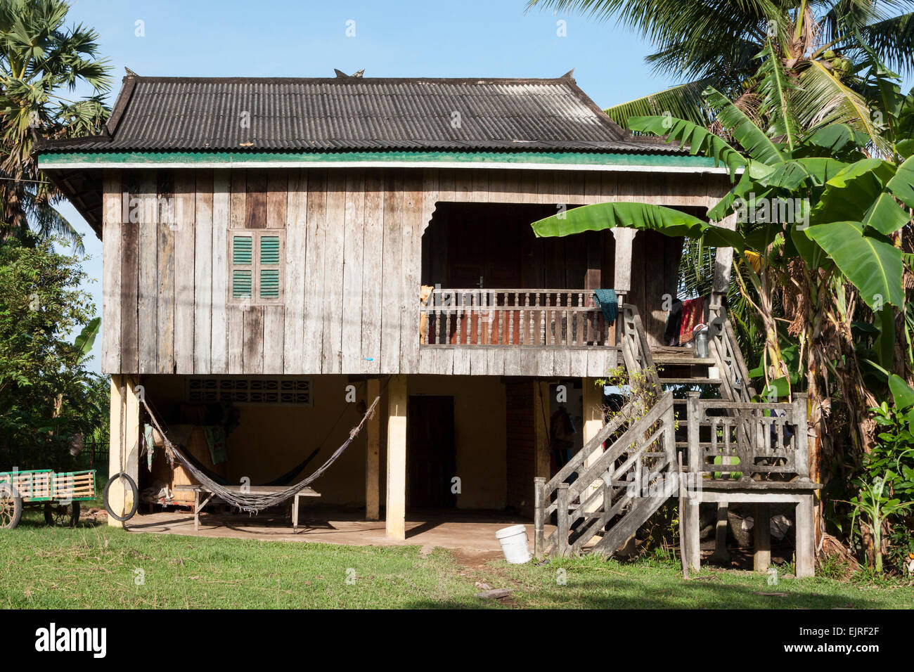 Typical family wooden house in Cambodia, Asia Stock Photo Alamy