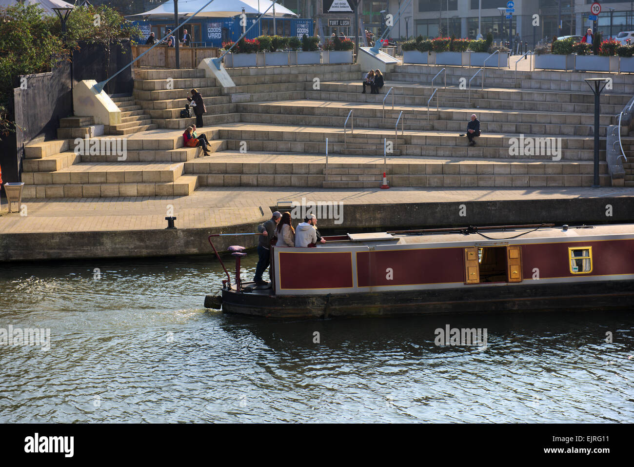 Bristol floating harbour ferry by Redcliffe area quayside of Bristol Temple Back enterprise zone Stock Photo