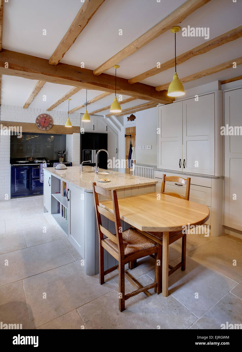 A traditional style kitchen inside a farmhouse in the UK. Stock Photo