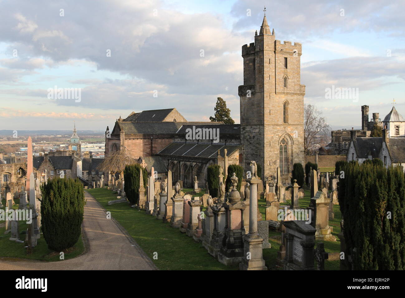 Graveyard and church of the Holy Rude Stirling Scotland  March 2015 Stock Photo