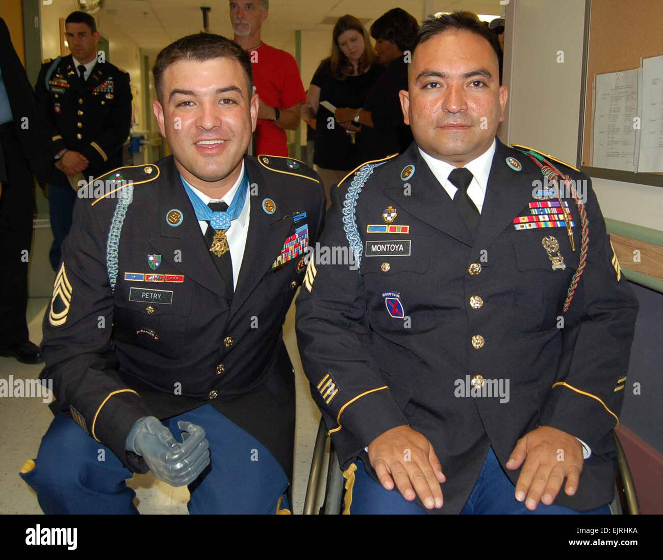 Congressional Medal of Honor awardee Sgt. 1st Class Leroy Arthur Petry  during ceremonies to honor the 10-year anniversary of September 11, 2001  before the baseball game between the Yankees and the Baltimore