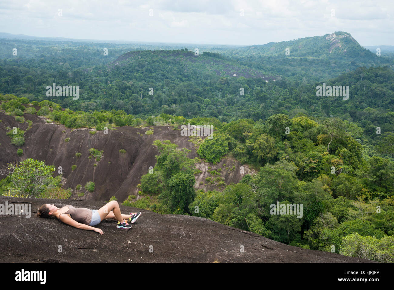 Hiker on Voltzberg Mountain, Central Suriname Nature Reserve Stock Photo -  Alamy