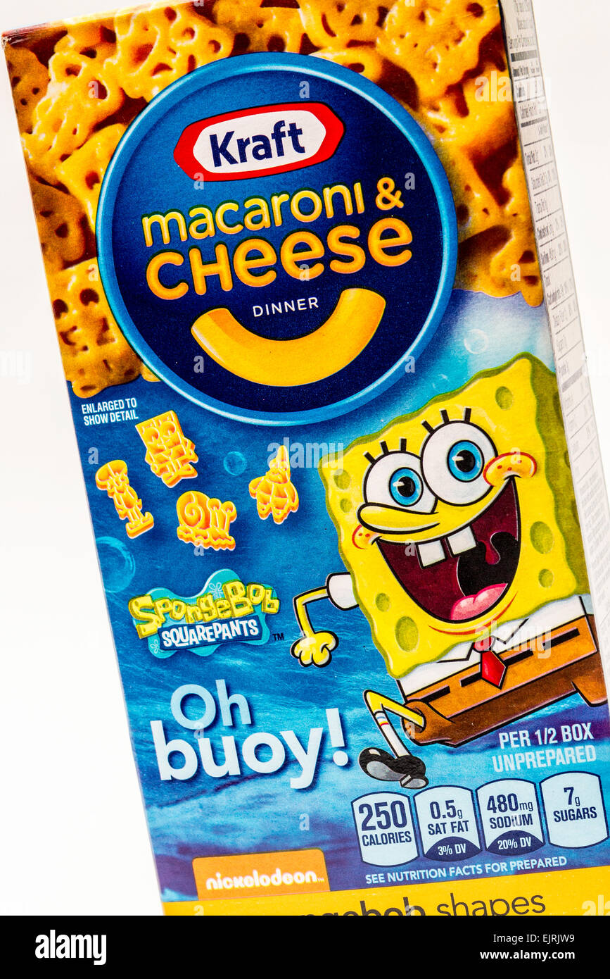 Kraft Macaroni and Cheese box With Spongebob Squarepants Stock Photo
