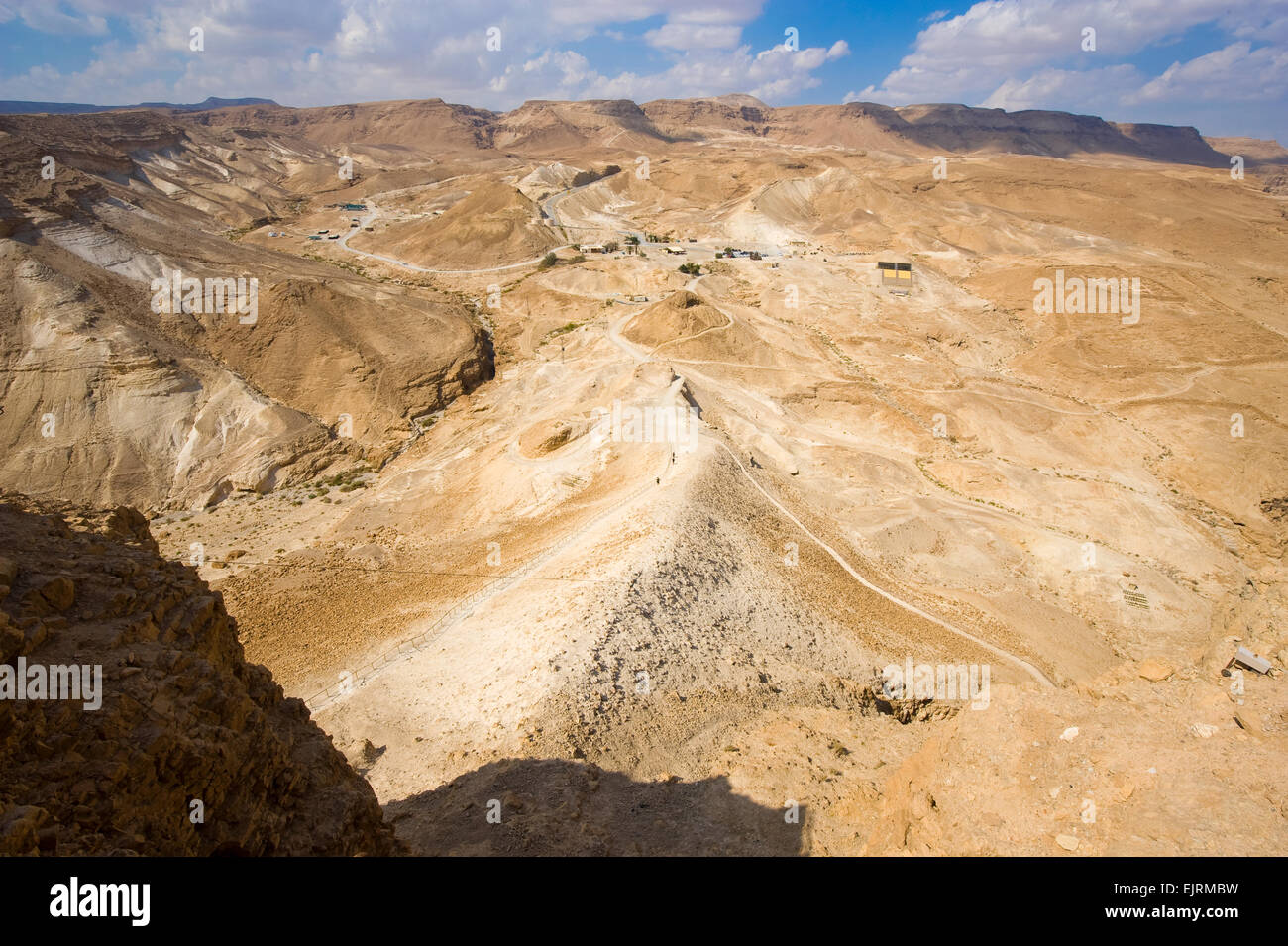 The Roman siege ramp on the west side of Masada in Israel Stock Photo