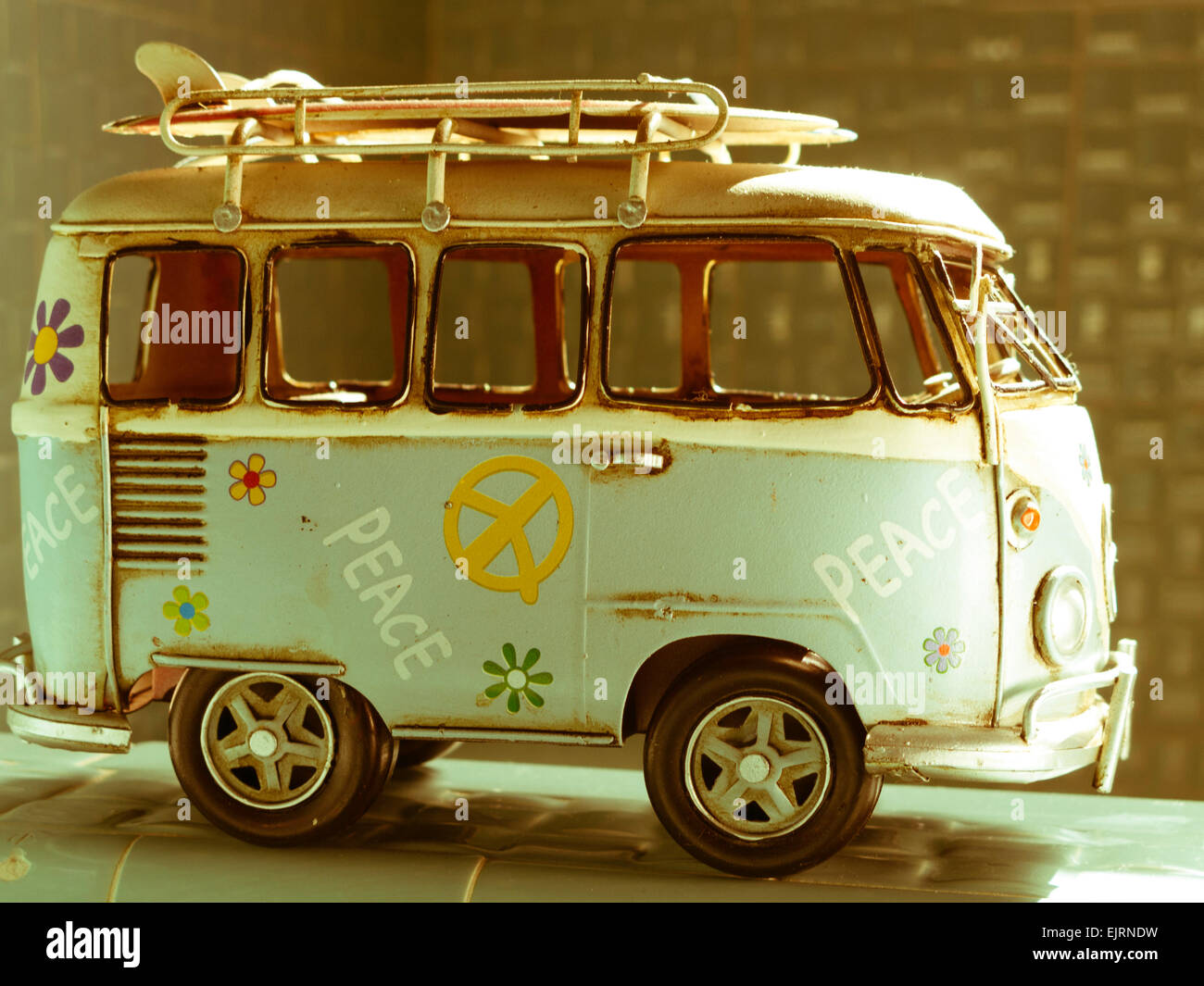 Vintage VW hippie bus model Stock Photo