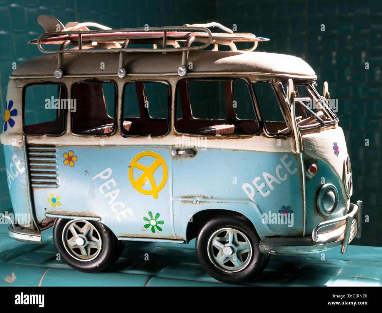 Vintage VW hippie bus model Stock Photo