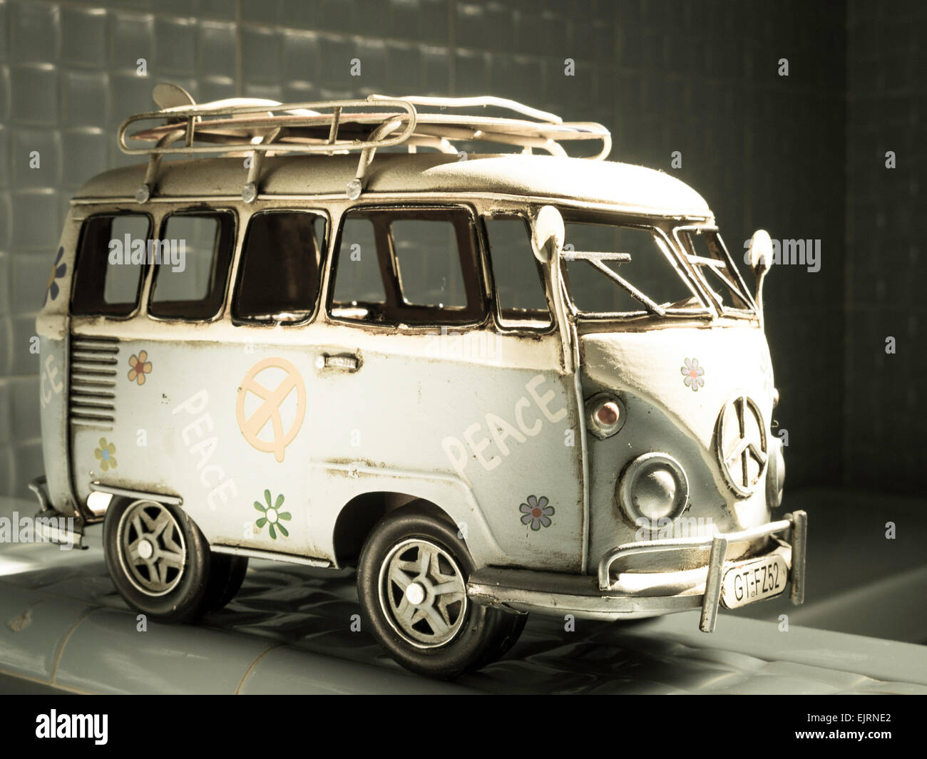 Vintage VW hippie bus model Stock Photo
