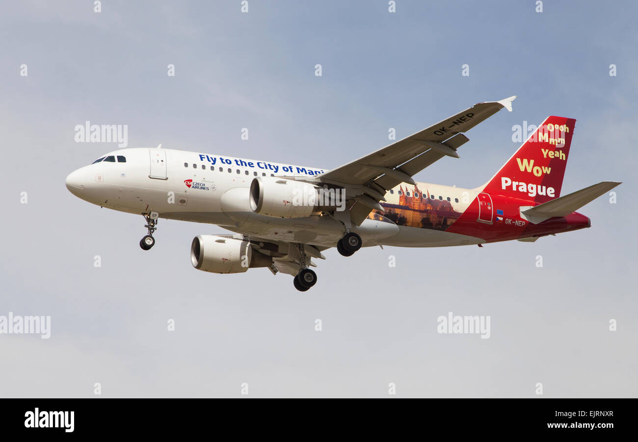 Csa czech airlines airbus a319 in prague hi-res stock photography