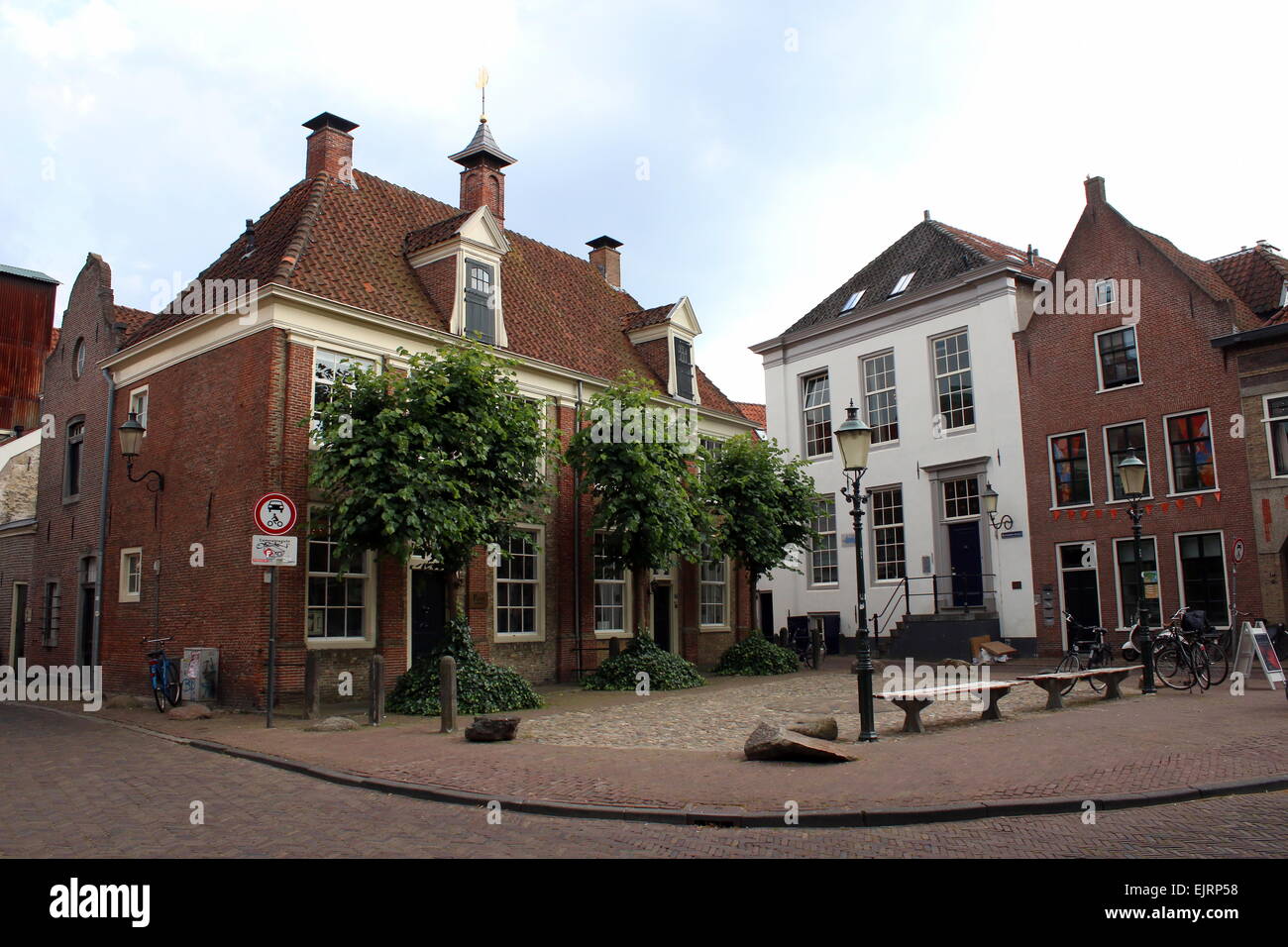 Old square at the corner of  Krommestraat and Havik street in Amersfoort, The Netherlands Stock Photo