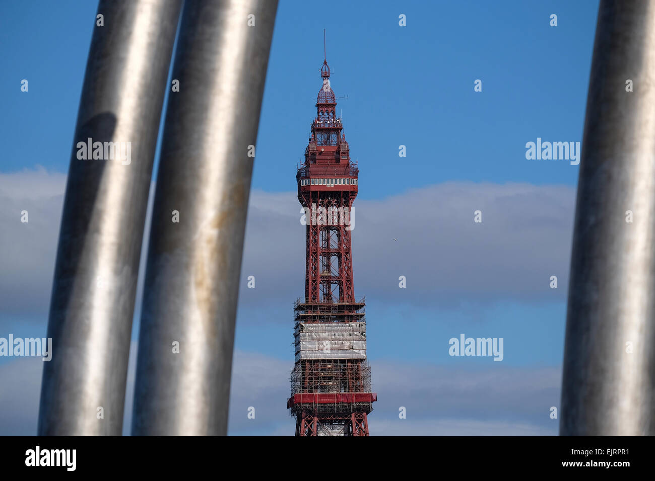 Blackpool, Lancashire:  Blackpool Tower under maintenance Stock Photo