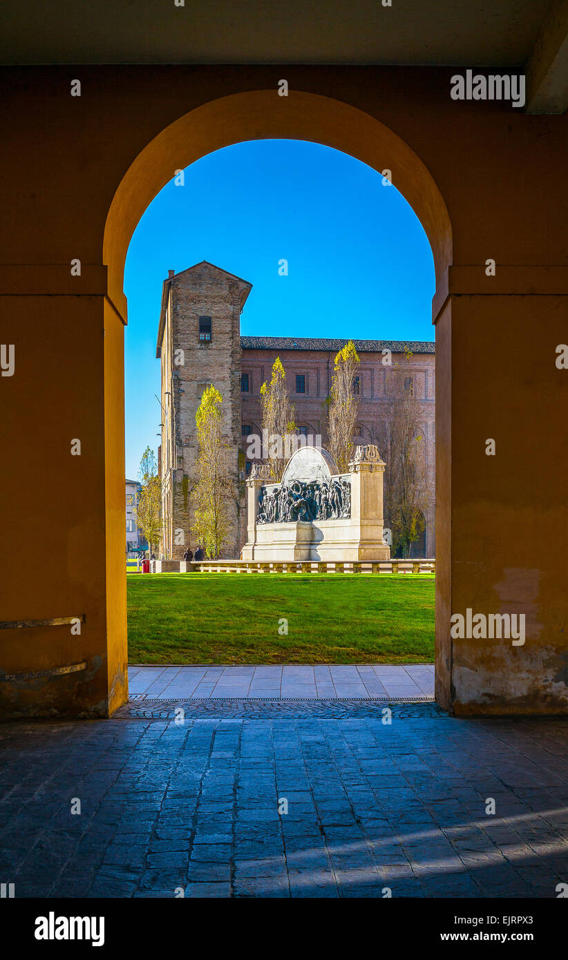 Parma, view of the Giuseppe Verdi monument in Della Pace square Stock Photo