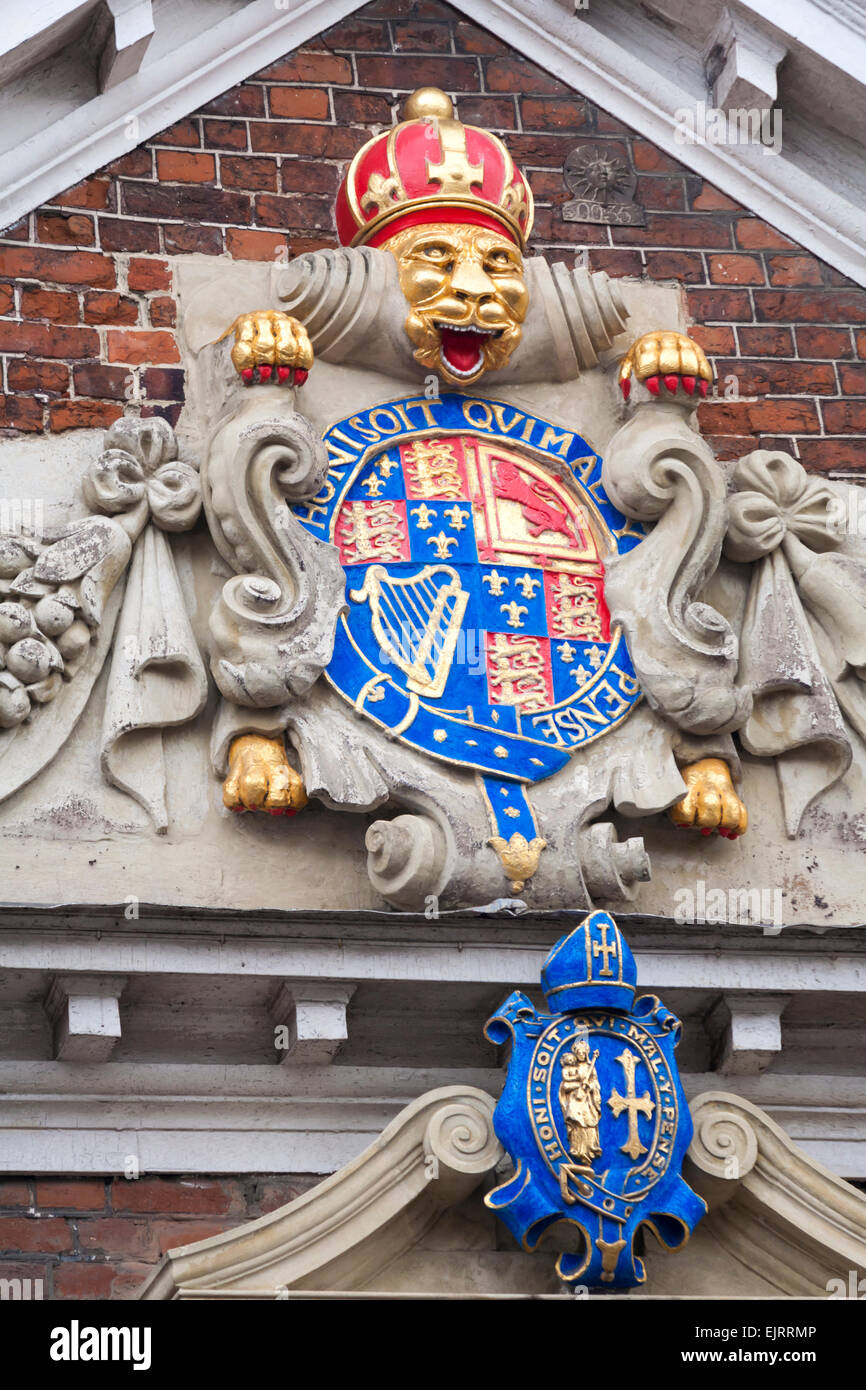 Coat of Arms on College of Matron, Salisbury, Wilshire, UK in March Stock Photo
