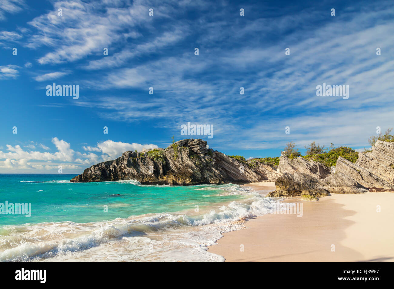 Beautiful beach on the south side of Bermuda. Stock Photo