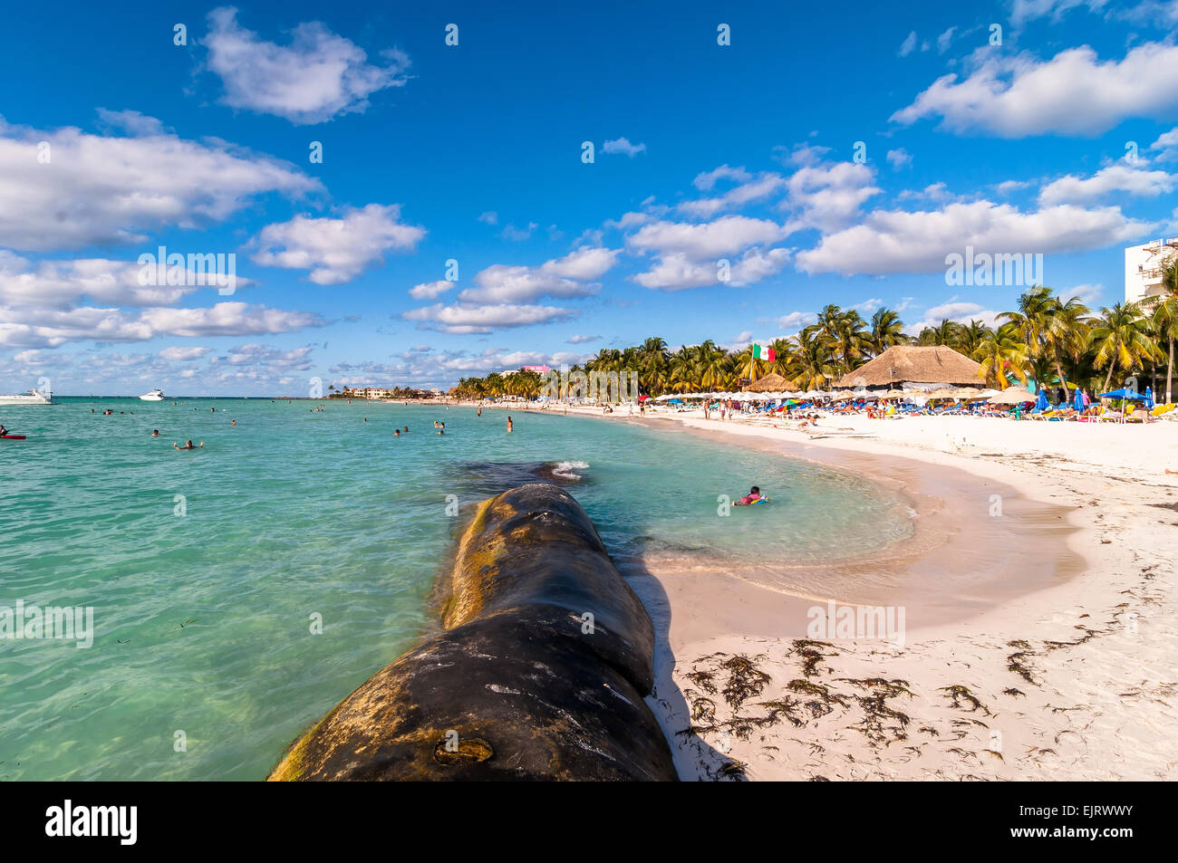Isla Mujeres, Mexico April 21, 2014 tourists enjoy tropical sea on