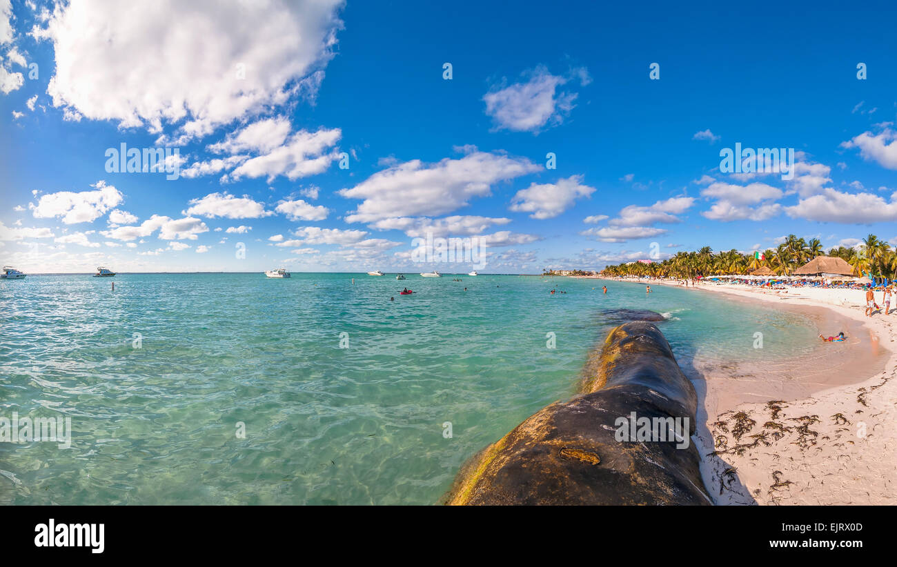 Isla Mujeres, Mexico April 21, 2014 tourists enjoy tropical sea on